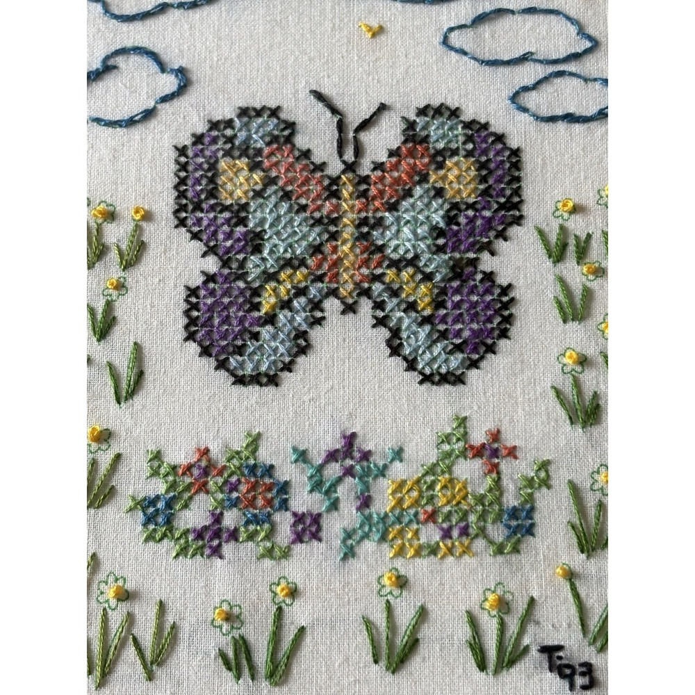 vintage framed butterfly cross stitch - Picture 7 of 10